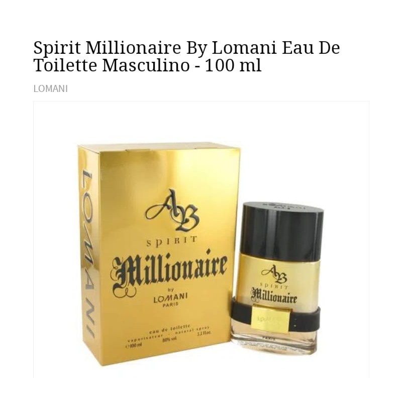 SPIRIT MILLIONAIRE BY LOMANI EAU DE TOILETTE MASCULINO-100ML