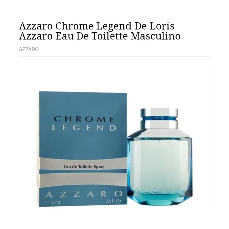 AZZARO CHROME LEGEND DE LORIS AZZARO 125ML EAU DE TOILETTE MASCULINO RARO