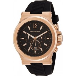 MK MASCULINO CAIXA AÇO ROSE 48MM PULSEIRA SILICONE PRETA MAQUINARIO QUARTZ