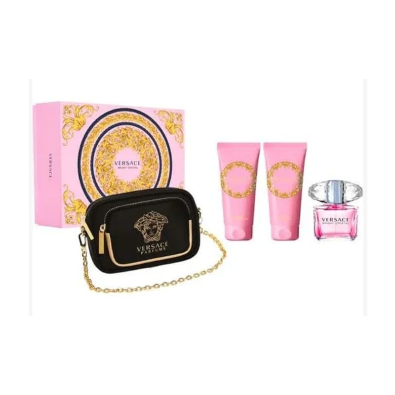 KIT VERSACE BRIGHT CRYSTAL EAU DE TOILETTE 90ML + BODY LOTION 100ML + BOLSA + GEL DE BANHO 1OOML FEMININO