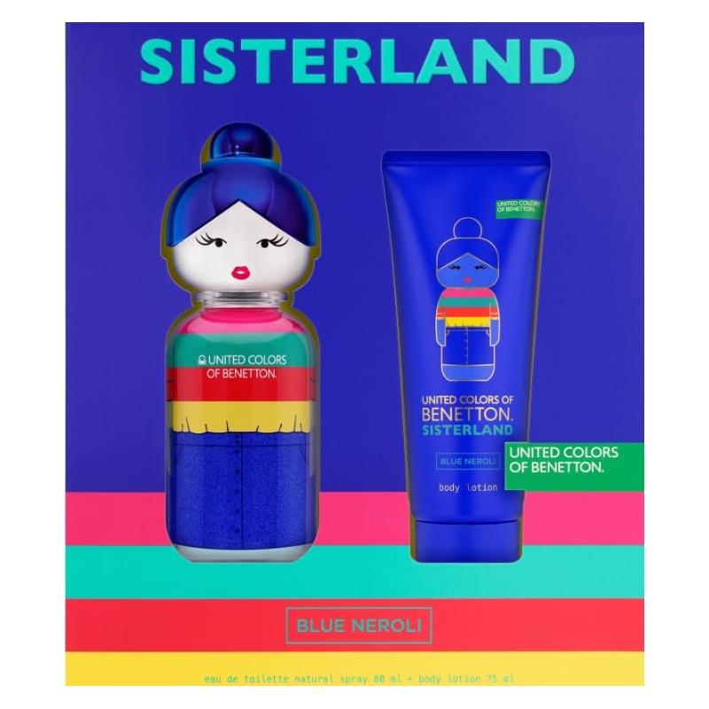 KIT PERFUME SISTERLAND BLUE NEROLI BENETTON FEMME EDT 80ML + BODY LOTION 75ML